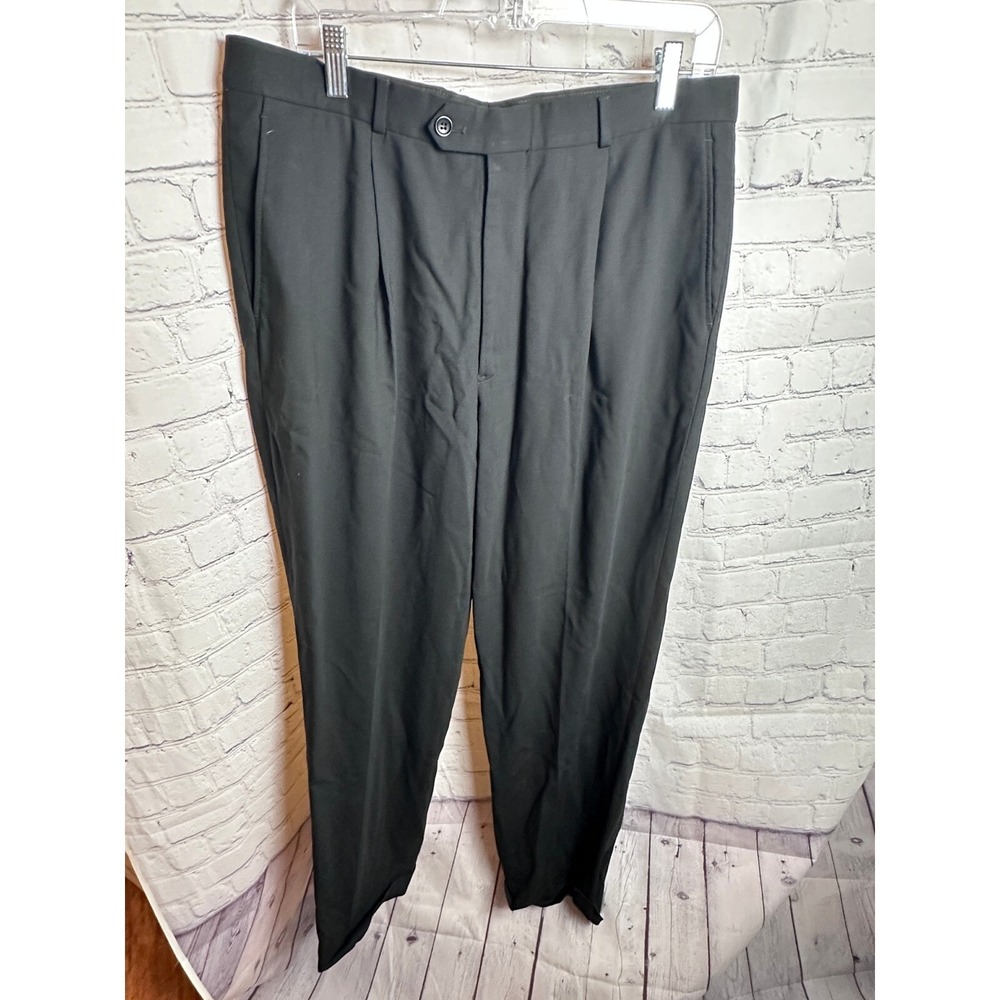Armani Black Dress Pants Pleated Career Trousers Mens Size 42X31